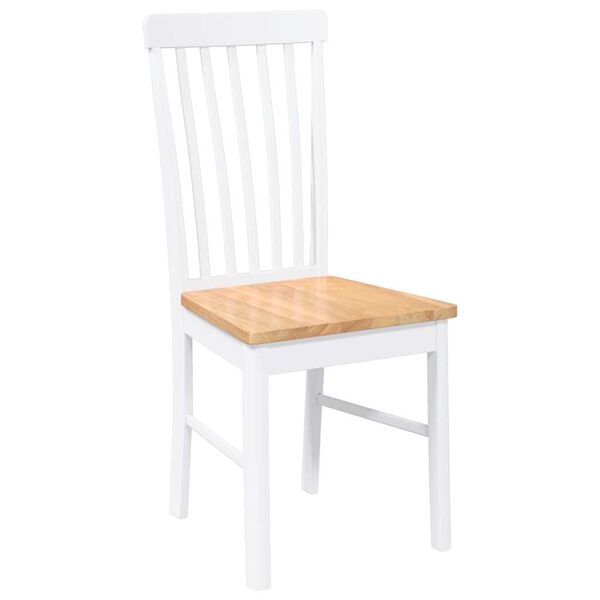 vidaXL Jedilni stoli 2 kosa bele masivne lesene gume