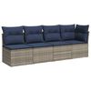 vidaXL Vrtni kavč z blazino Siva 227 x 62 x 69 cm poli ratan