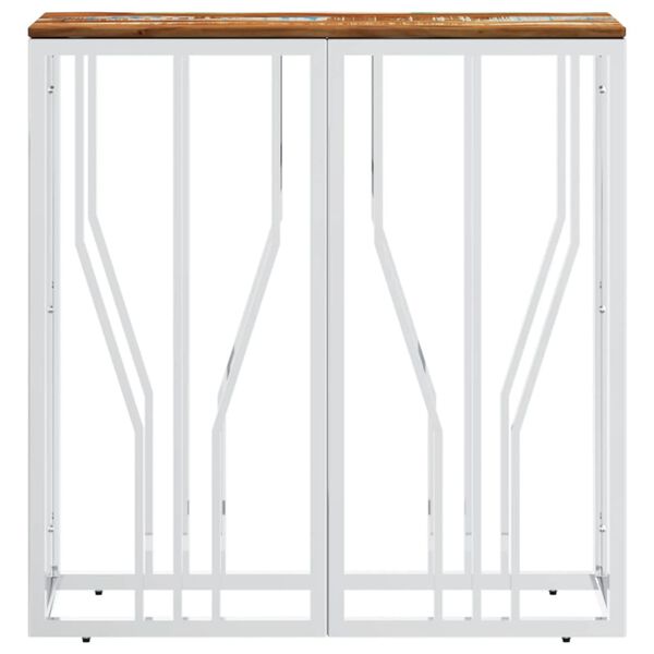 vidaXL Konzolna mizica srebrna nerjaveče jeklo in trden predelan les