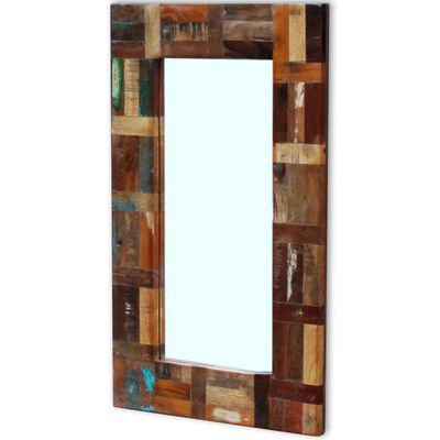 vidaXL Ogledalo iz trdnega predelanega lesa 80x50 cm