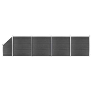 vidaXL Komplet ograjnih panelov WPC 792x(105-186) cm črn