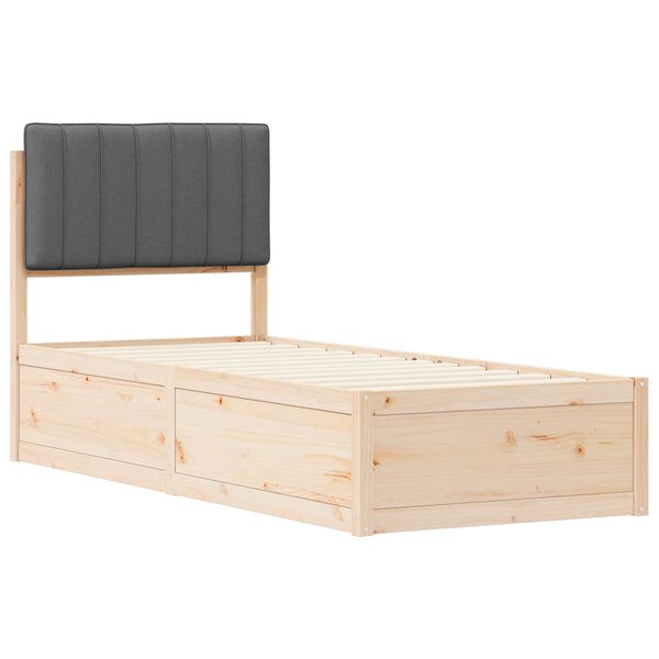 vidaXL Posteljni okvir z oblazinjenim vzglavjem Temno siva 75 x 190 cm