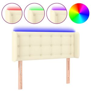 vidaXL LED posteljno vzglavje krem 93x16x78/88 cm umetno usnje
