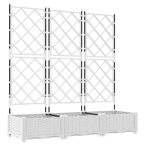 vidaXL Vrtni lonček 3 pcs Bela 120 x 40 x 125,5 cm Jeklo