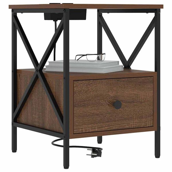 vidaXL Nočna omarica Rjav hrast 41,5 x 40,5 x 55 cm Konstruiran les