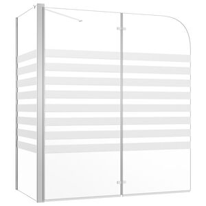 vidaXL Tu&scaron; stena za kopalno kad 120x68x130 cm kaljeno steklo s črtami