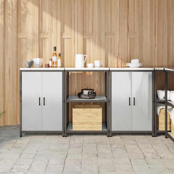 vidaXL Kuhinjski set za shranjevanje 3 pcs srebrna Nerjaveče jeklo