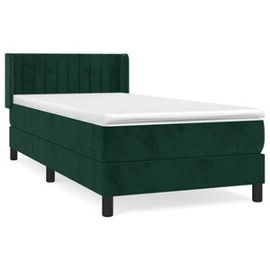 vidaXL Box spring postelja z vzmetnico temno zelena 80x200 cm žamet