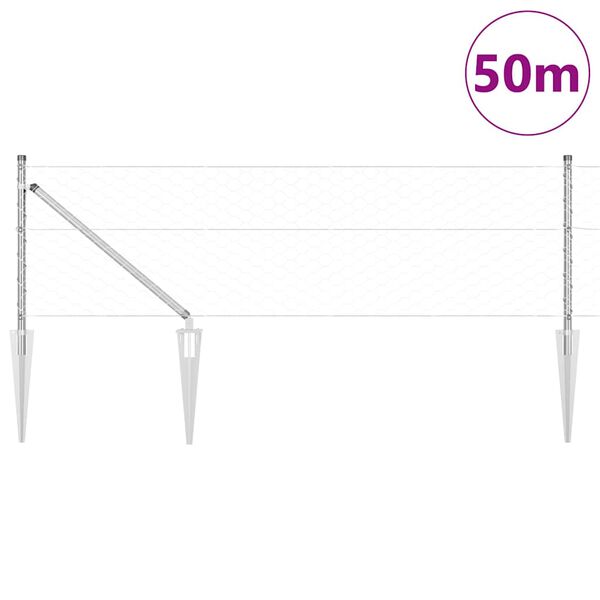 vidaXL Steber ograje. srebrna 50 x 0,6 m (50 mm mreža) Jeklo