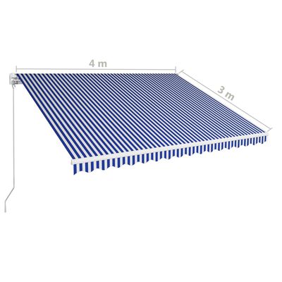 vidaXL Ročno zložljiva tenda 400x300 cm modra in bela