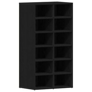 vidaXL Stojalo za čevlje črni hrast 54x34x100,5 cm inženirski les