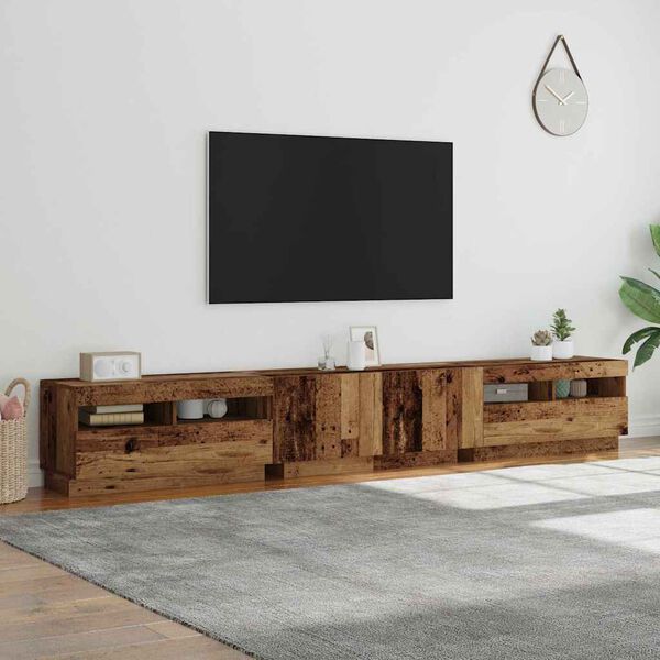 vidaXL TV omarica z LED starinski les 260x35x40 cm inženirski les