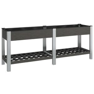 vidaXL Visoka greda s polico siva 200x50x75 cm WPC