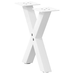 vidaXL Noge za klubsko mizico v obliki črke X, 2 kosa, bele, 30 x (30-31) cm, jeklo