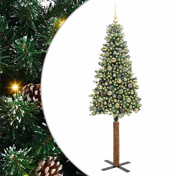 vidaXL Ožja jelka med 300 LED Zelena 210 cm PVC in trden bor