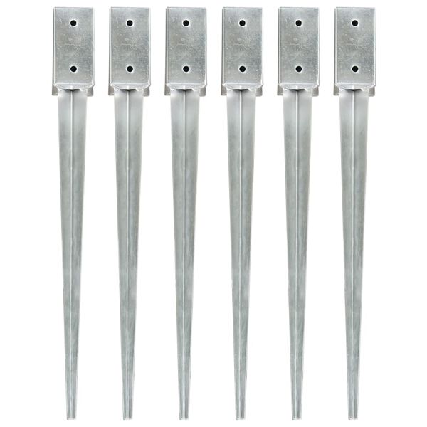 vidaXL Talne konice 6 kosov srebrne 7x7x75 cm pocinkano jeklo