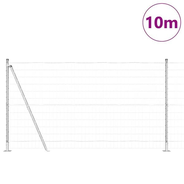 vidaXL Ogrodje s stebri srebrna 1.2 x 10 m Jeklo