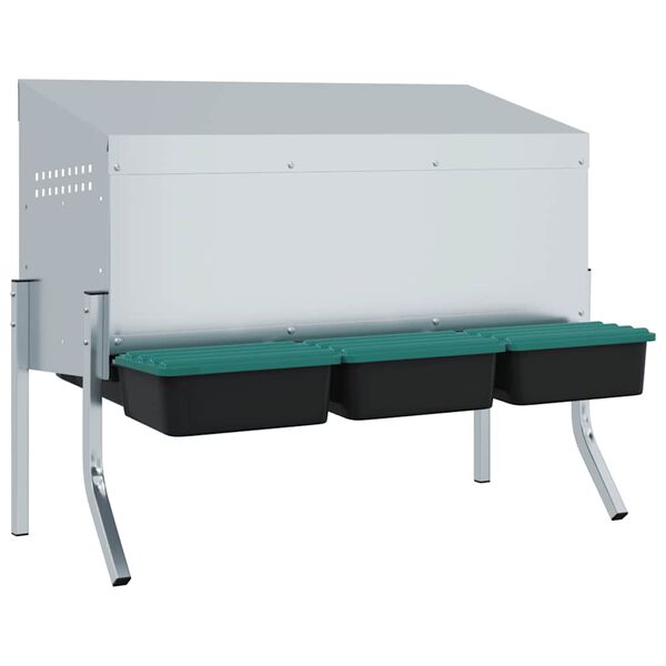 vidaXL Gnezdi&scaron;če za pi&scaron;čance s 3 predelki in nogami iz pocinkanega jekla