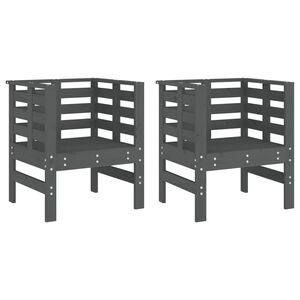 vidaXL Vrtni stol 2 kosa sive barve 61,5x53x71 cm trdna borovina