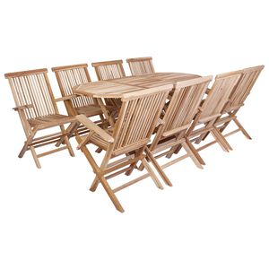 vidaXL Set vrtn furniture 9 kos Naravna Trden tikov les