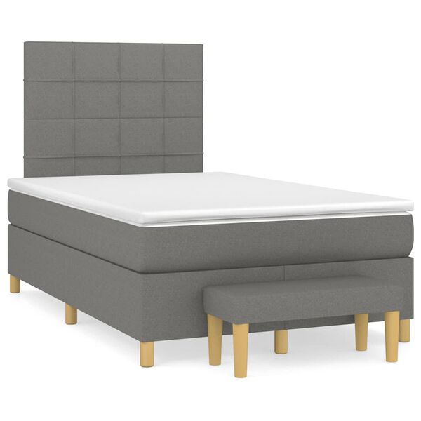 vidaXL Box spring postelja z vzmetnico temno siva 120x190 cm blago