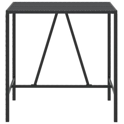 vidaXL Barska miza s stekleno ploščo črna 110x70x110 cm poli ratan