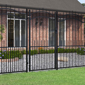 vidaXL Ograjna vrata s suličastim vrhom črna 103x175 cm pra&scaron;no barvano jeklo