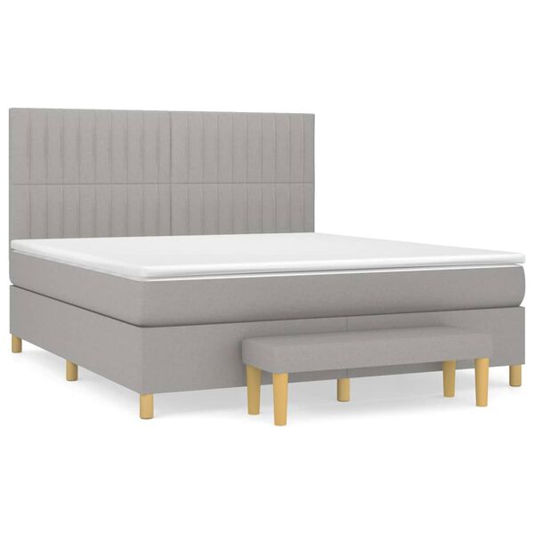 vidaXL Box spring postelja z vzmetnico svetlo siva 160x200 cm žamet