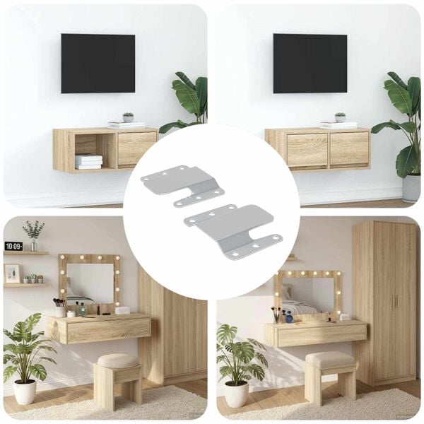 vidaXL Konzola za flush montažo 2 pcs srebrna 75 x 66 x 1,4 mm Jeklo