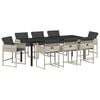 vidaXL Komplet za jedilnico v vrtu 9 pcs Svetlo siva poli ratan