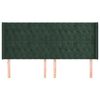 vidaXL Vzglavje z u&scaron;esi temno zeleno 203x16x118/128 cm žamet