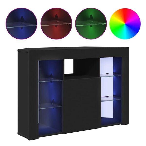 vidaXL Kotna LED TV omarica Črna 100x40x68cm Konstruiran les