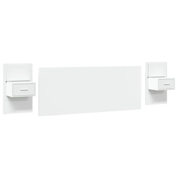 vidaXL Vzglavje za posteljo z omaricami belo 200 cm inženirski les