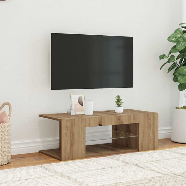 vidaXL TV omarica z LED artisan hrast 90x39x30 cm inženirski les