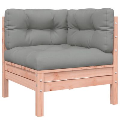 vidaXL Vrtni kavč z blazinami in stolčkom trden les douglas