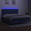 vidaXL Box spring postelja z vzmetnico LED modra 200x200 cm blago