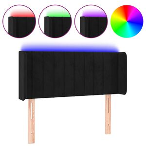 vidaXL LED posteljno vzglavje črno 83x16x78/88 cm žamet