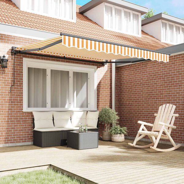 vidaXL Retraktilna tenda Rumena in Bela 300 x 250 cm