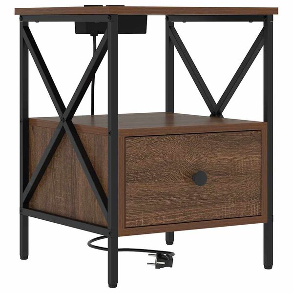 vidaXL Nočna omarica Rjav hrast 41,5 x 40,5 x 55 cm Konstruiran les