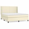 vidaXL Box spring postelja z vzmetnico krem 160x200 cm umetno usnje