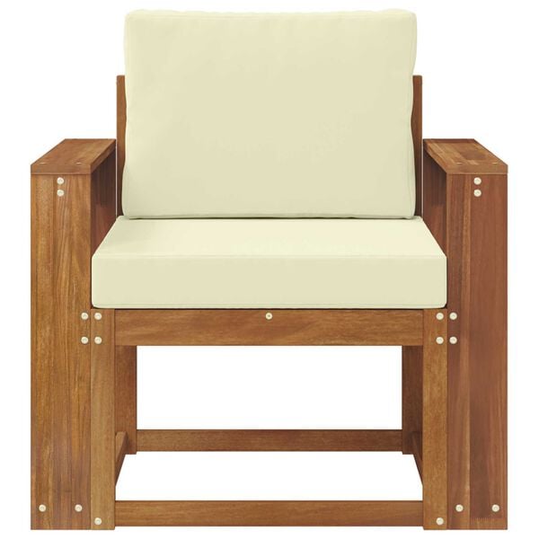 vidaXL Zunanji kavč Masivno akacijevo les in poliester Naravna