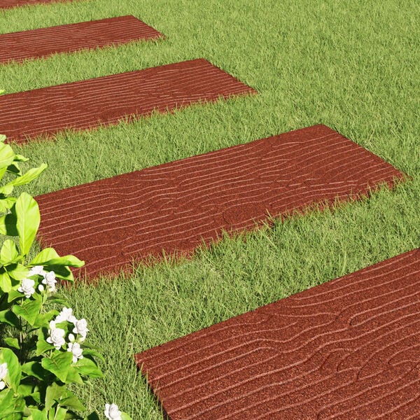 vidaXL Korak kamen 6 pcs Rdeča 60,5 x 25 x 2 cm Guma