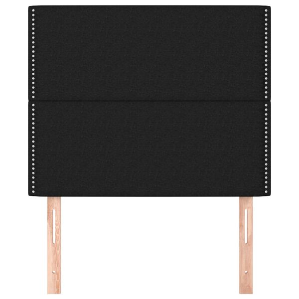 vidaXL Vzglavje postelje črno 100x5x118/128 cm blago