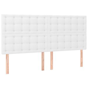 vidaXL Vzglavje postelje belo 200x5x118/128 cm umetno usnje