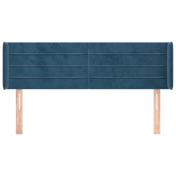 vidaXL Vzglavje z u&scaron;esi temno modro 147x16x78/88 cm žamet