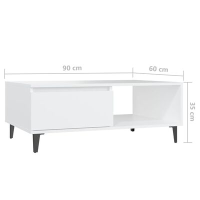 vidaXL Klubska mizica bela 90x60x35 cm iverna plošča