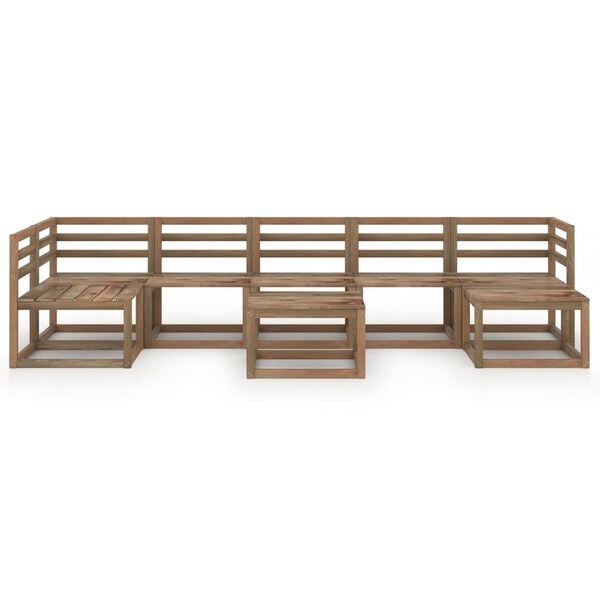 vidaXL Vrtna sedežna garnitura 8-delna rjava impregnirana borovina