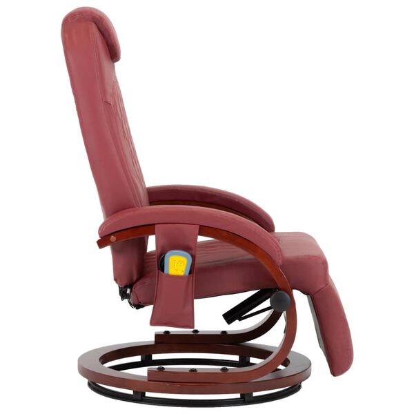 vidaXL Masažni TV fotelj vinsko rdeče umetno usnje