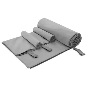vidaXL Komplet &scaron;portnih brisač 3 kos Temno siva 210 x 100 cm