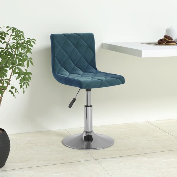 vidaXL Barski stolček moder žamet